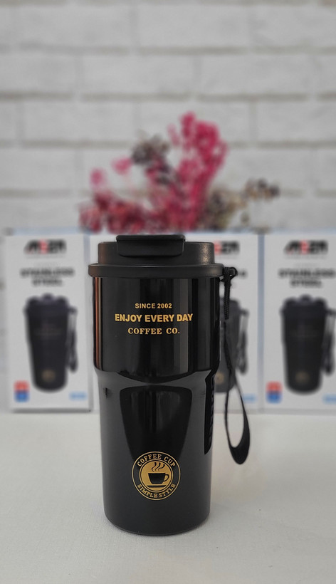 تراول ماگ ۵۰۰ میلیلیتر SZM مدل Coffee — استیل ۳۱۶ ضدزنگ (دوجداره) با درب دوحالته