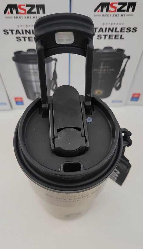تراول ماگ ۵۰۰ میلیلیتر SZM مدل Coffee — استیل ۳۱۶ ضدزنگ (دوجداره) با درب دوحالته