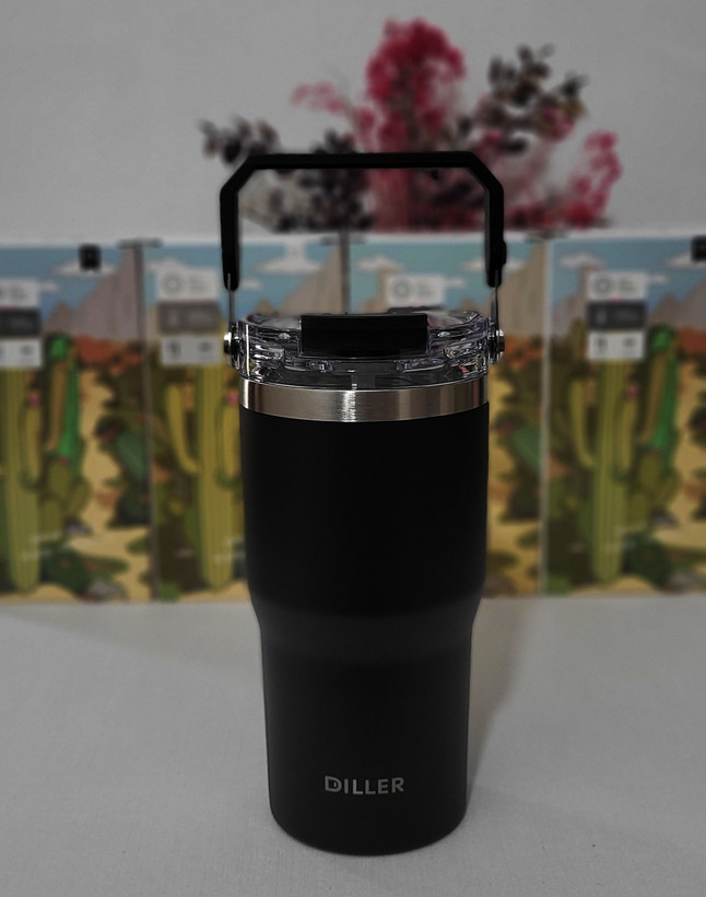 تراول ماگ دیلر DILLER استیل ۳۰۴ ظرفیت ۶۲۰ میلیلیتر – دستهدار با دهنی و نی